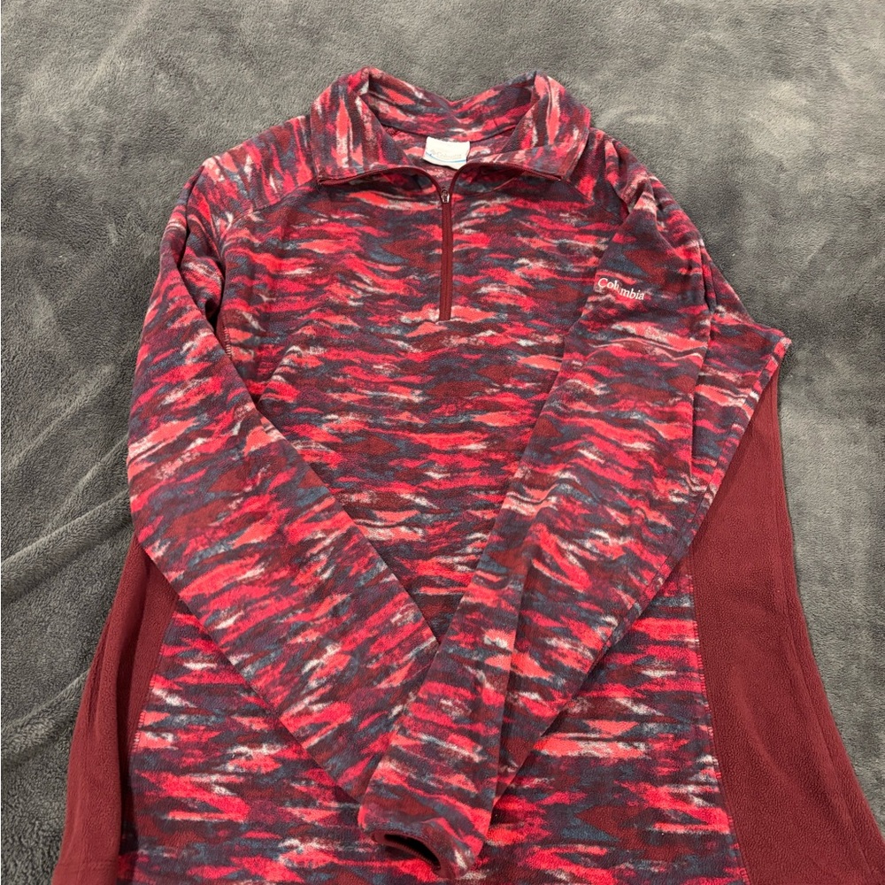 Columbia Red and Black Fleece Pullover